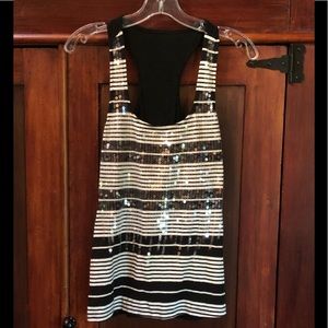 Cute White Black & Clear Sparkly Tank Top